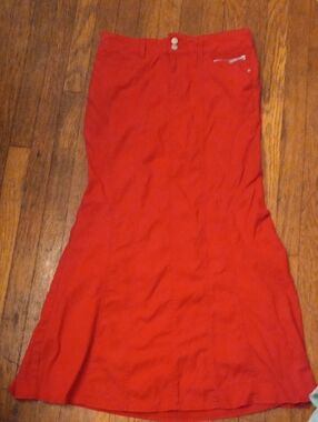 Bisou Bisou Bright Red A-Line Midi Skirt